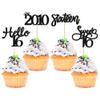 Gyufise 24 Pack Black Glitter 16th Birthday Cupcake Toppers Hello Sweet 16 Sixteen Since 2010 Cupcake Picks for 16th Birthday Party Cake Decorations Supplies view 1