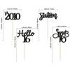 Gyufise 24 Pack Black Glitter 16th Birthday Cupcake Toppers Hello Sweet 16 Sixteen Since 2010 Cupcake Picks for 16th Birthday Party Cake Decorations Supplies view 2
