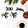 Gyufise 24 Pack Black Glitter 16th Birthday Cupcake Toppers Hello Sweet 16 Sixteen Since 2010 Cupcake Picks for 16th Birthday Party Cake Decorations Supplies view 3