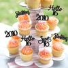 Gyufise 24 Pack Black Glitter 16th Birthday Cupcake Toppers Hello Sweet 16 Sixteen Since 2010 Cupcake Picks for 16th Birthday Party Cake Decorations Supplies view 4