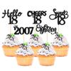 Gyufise 30 Pack Black Glitter 18th Birthday Cupcake Toppers Hello Sweet 18 Sixteen Since 2007 Cupcake Picks for Cheers to 18th Birthday Party Cake Decorations Supplies view 1