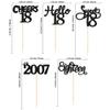 Gyufise 30 Pack Black Glitter 18th Birthday Cupcake Toppers Hello Sweet 18 Sixteen Since 2007 Cupcake Picks for Cheers to 18th Birthday Party Cake Decorations Supplies view 2
