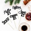Gyufise 30 Pack Black Glitter 18th Birthday Cupcake Toppers Hello Sweet 18 Sixteen Since 2007 Cupcake Picks for Cheers to 18th Birthday Party Cake Decorations Supplies view 3