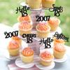 Gyufise 30 Pack Black Glitter 18th Birthday Cupcake Toppers Hello Sweet 18 Sixteen Since 2007 Cupcake Picks for Cheers to 18th Birthday Party Cake Decorations Supplies view 4