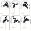 24 PCS Motorcycle Cupcake Toppers Black Glitter Motocross Dirt Bike Party Cupcake Picks for Sports Motocross Theme Man Boy Birthday Party Cake Decorations Supplies view 2