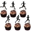 24 PCS Running Cupcake Toppers Black Glitter Sports Fitness Cupcake Picks for Running Theme Boys Girls Birthday Party Cake Decorations Supplies view 1