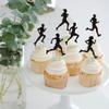 24 PCS Running Cupcake Toppers Black Glitter Sports Fitness Cupcake Picks for Running Theme Boys Girls Birthday Party Cake Decorations Supplies view 4