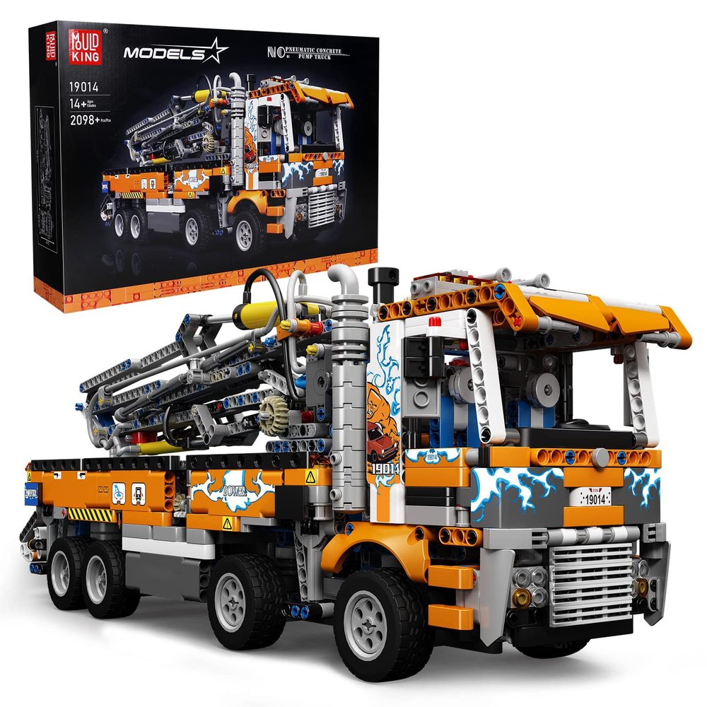 Mould King Concrete Pump Truck Building Set for Kids Ages 14+, Terrain Tow Truck Model Toys (2,098Pieces)