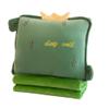 Rikyo 15" Stuffed Fruit Travel Blanket and Pillow Set,3 in 1 Plush Stuffed Hugging Pillow with Warming Hands Pillow Blanket for Kids Gift Travel Airplane Train Bed Office Nap (Cactus - Green) view 1