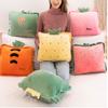 Rikyo 15" Stuffed Fruit Travel Blanket and Pillow Set,3 in 1 Plush Stuffed Hugging Pillow with Warming Hands Pillow Blanket for Kids Gift Travel Airplane Train Bed Office Nap (Cactus - Green) view 4