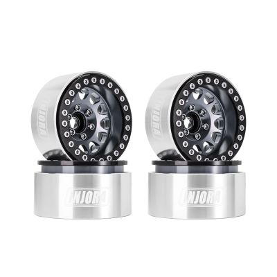 INJORA 1.9 Beadlock Wheel Deep Dish Negative Offset 10.4mm Wheel Rim for 1/10 RC Crawler Auto Axial SCX10 90046 AXI03007 TRX4 VS4-10 Gen8 MST CFX(BlackGrey)