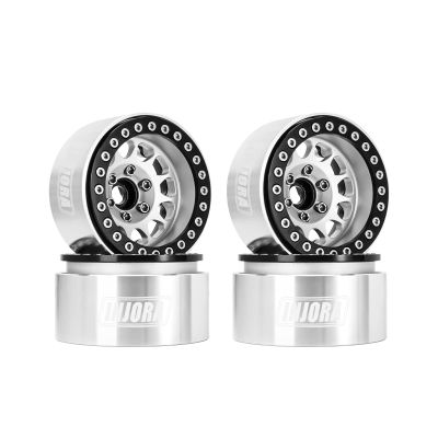 INJORA 1.9 Beadlock Wheel Deep Dish Negative Offset 10.4mm Wheel Rim for 1/10 RC Crawler Auto Axial SCX10 90046 AXI03007 TRX4 VS4-10 Gen8 MST CFX(BlackSliver)