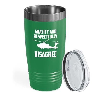 Helicopter Pilot Green Viking Tumbler 20oz - Gravity And Respectfully - Aircraft Copilot Runway Training Commercial Heliport Flyers Worker