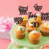 Keaziu 24 Pack 30th Cupcake Toppers Straight Outta 1995 Legend Since 1995 Happy 30th Cheers 30th Forty Cupcake Picks Birthday Party Decoration Supplies | Black 30 view 4