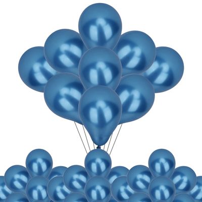 Trimming Shop Metallic Balloons, 25pcs Decorative Latex Chrome Balloons 10 Inch Party Balloons Shiny Helium Birthday Balloons for Wedding, Engagement, Baby Shower, Christmas Decoration, Blue