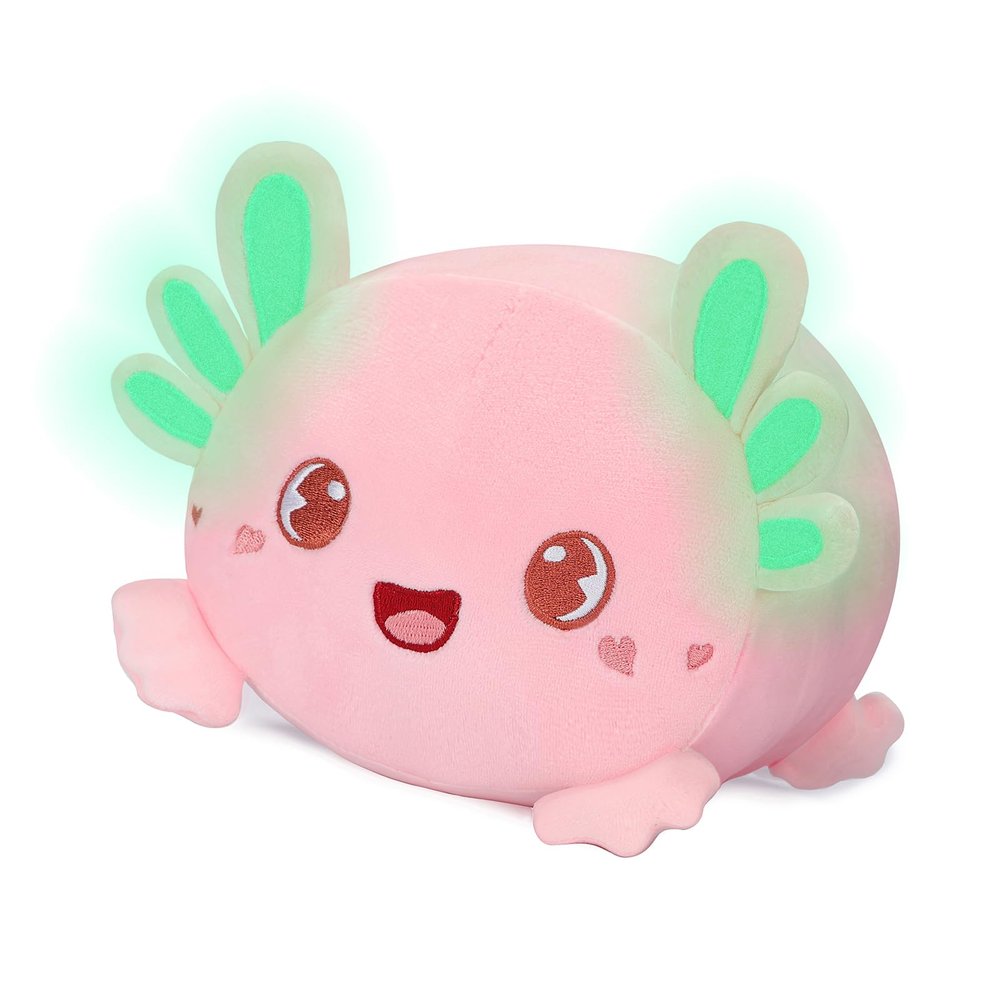 AIXINI Cute Pink Axolotl Plush Pillow 8" Luminous Salamander Axolotl Stuffed Animal, Soft Kawaii Plushies Hugging Plush Pillow Toy Gifts