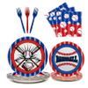 96 Pcs Baseball Plates Baseball Birthday Party Supplies Including Baseball Plates and Napkins Forks, Baseball Party Decorations view 1