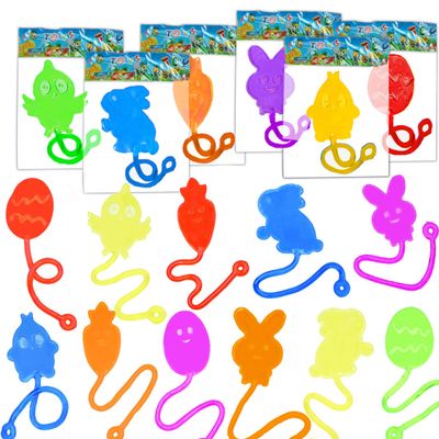 Mchochy 28 Pack Easter Sticky Hands Toys, Bunny Chick Egg Carrot Styles Stretchy Toys Easter Basket Stuffers, Pinata Fillers, Party Favors Gifts for Kids Boys Girls