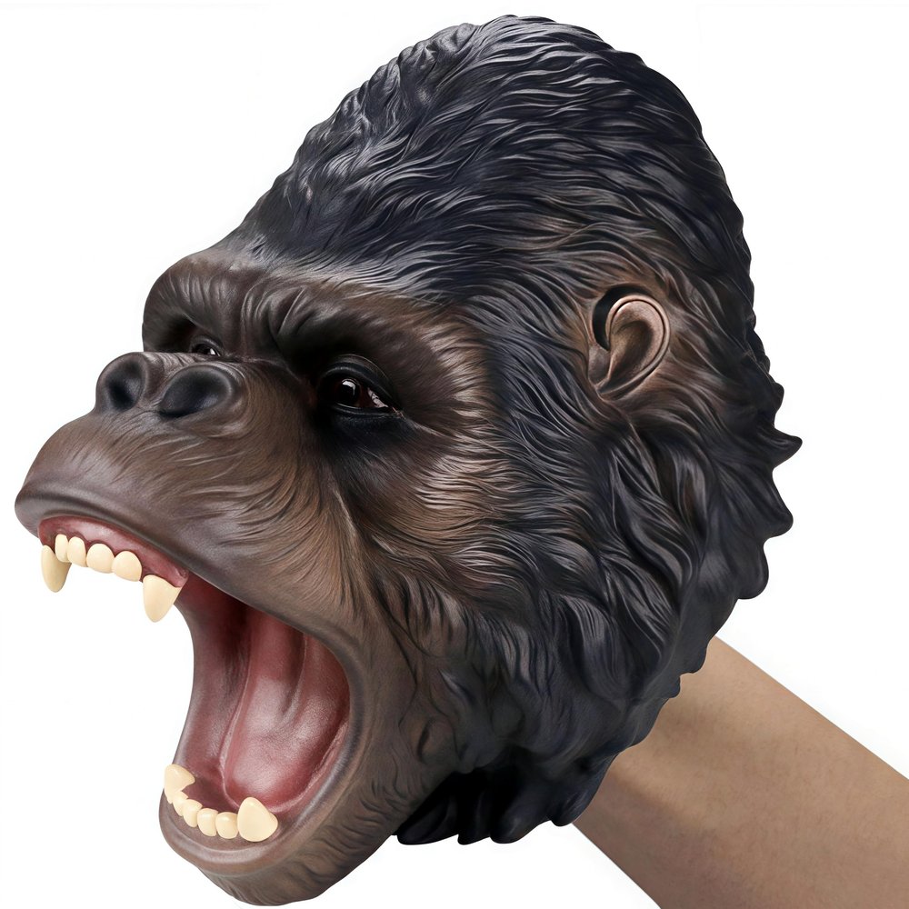 Gemini&Genius Gorilla Hand Puppet for Kids Swimming Pool Beach Bathing Toys Soft Rubber Realistic Animal Role Play Orangutans Action Figure