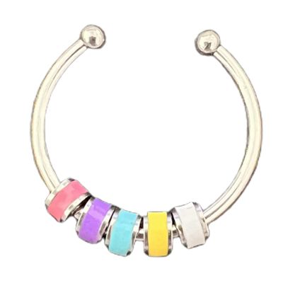 cdar Open Ring Adjustable Fine Workmanship Anxiety Relief with Enamel Bead Opening Decoration Accessory Unisex Stacking Spinning Ring,Suitable for Dressing Alone, Party and Valentine's Day Gift