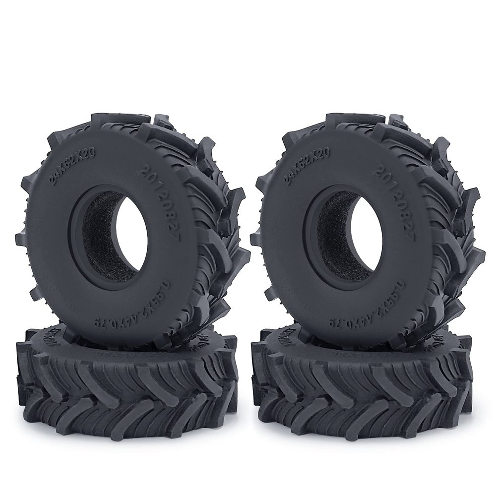 RCHUBAM 4PCS 1.0" Micro Crawler Tires Rubber Mud Tires for 1/18 TRX4M 1/24 Axial SCX24 90081 AXI00001 AXI00002 AXI00005 AXI00006 RC Crawler Car (62mm)