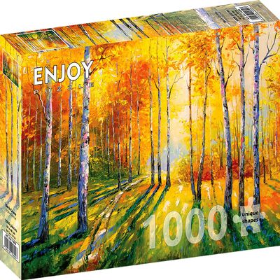 1000 Pieces Jigsaw Puzzle for Adults  Matte Finish, Soft Touch, Easy to Assemble, Tight Fit, Vivid Colors, Missing Pieces Service  Birch Grove in Autumn Forest Landscape  by ENJOY Puzzle