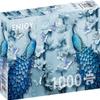 1000 Pieces Jigsaw Puzzle for Adults  Matte Finish, Soft Touch, Easy to Assemble, Tight Fit, Vivid Colors, Missing Pieces Service  Blue Peacocks with Flowers and Butterflies by ENJOY Puzzle view 1