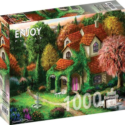 1000 Pieces Jigsaw Puzzle for Adults  Matte Finish, Soft Touch, Easy to Assemble, Tight Fit, Vivid Colors, Missing Pieces Service  Elegant Cottage in Trees Forest Landscape  by ENJOY Puzzle