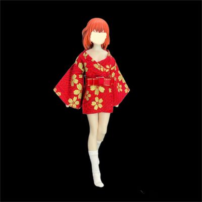 1/12 Scale Female Clothes,Japanese Kimono Dress Costume Clothing for 6inch Female Action Figure Body (Red)