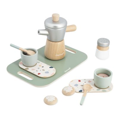 Janod - Italian Coffee - 13 FSC Wood Accessories - Imitation Toy - Children's Coffee Set - FSC Wooden Toy - From 2 Years, J06630, Small