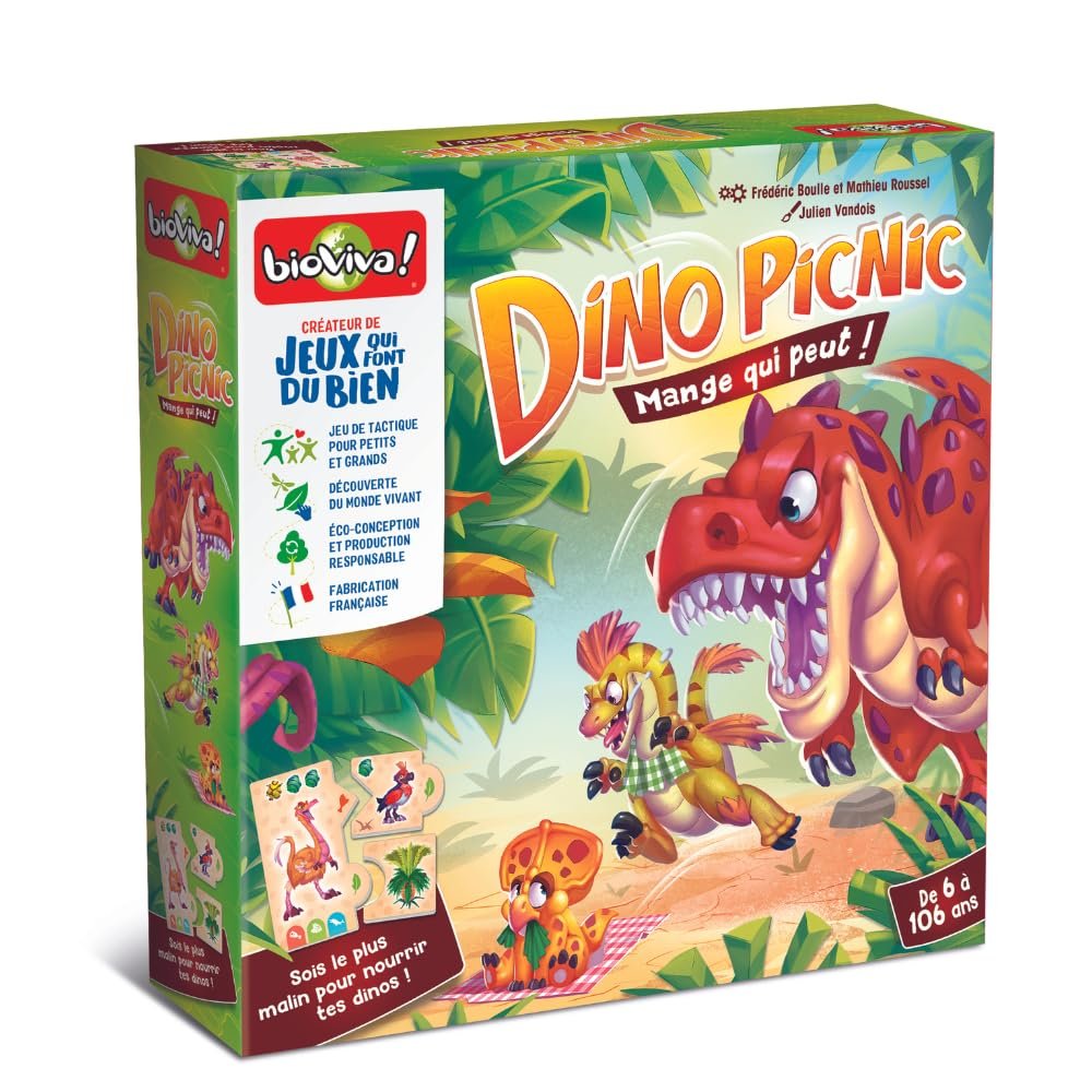 Bioviva Dino Picnic Eat Who Can Society Collection Children's Family Game Fun Learning from 6 Years Made in France 660488, Multi-Coloured