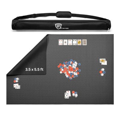Feltectors Board Game Mat 42 x 66 Inches, Table Cover for Mahjong, Poker, Playing Cards, Tile Games, Dominoes, and RPG - Neoprene Gaming Playmat, Water Resistant Tabletop with Carrying Bag - Black