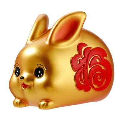jojofuny Bank Birthday Golden Large New for Desktop Piggy Feng Table Office Gifts Cartoon Lunar Creative Decor Bunny Top Jar Year Coin Shui Capacity Statue Wealth Figurine Rabbit Zodiac