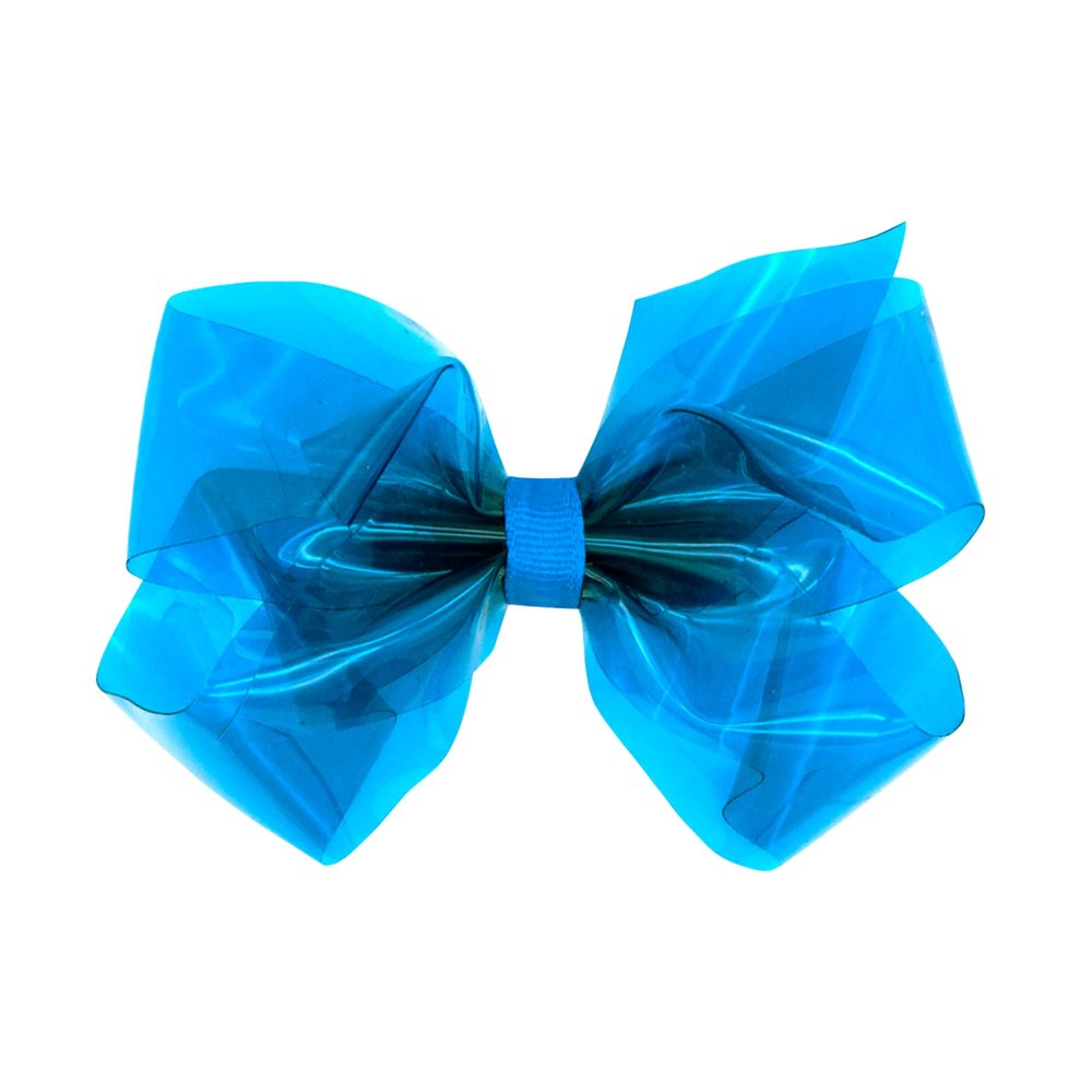Wee Ones Girls' WeeSplash Vibrant Colored Vinyl Swim Hair Bow on a WeeStay Clip, Medium, Batik Blue