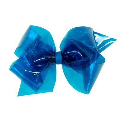 Wee Ones Girls' WeeSplash Vibrant Colored Vinyl Swim Hair Bow on a WeeStay Clip, King, Batik Blue