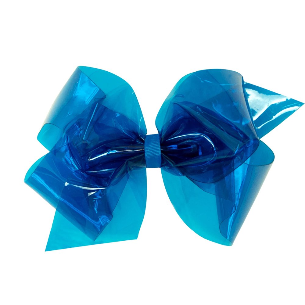 Wee Ones Girls' WeeSplash Vibrant Colored Vinyl Swim Hair Bow on a WeeStay Clip, King, Batik Blue