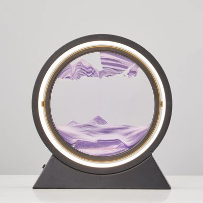 IMPREC 3D Hourglass Art Decorative Ornaments, Moving Sand Art Picture 3D Glass Deep Sea Sandscape Flowing Sand Frame Desktop Ornaments 12inch Quicksand Painting (Color : Black, Size : A)