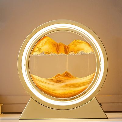 IMPREC 3D Hourglass Art Decorative Ornaments, Moving Sand Art Picture 3D Glass Deep Sea Sandscape Flowing Sand Frame Desktop Ornaments 12inch Quicksand Painting (Color : White, Size : F)