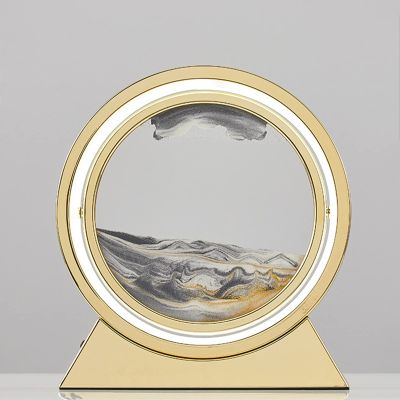 IMPREC 3D Hourglass Art Decorative Ornaments, Moving Sand Art Picture 3D Glass Deep Sea Sandscape Flowing Sand Frame Desktop Ornaments 12inch Quicksand Painting (Color : White, Size : C)