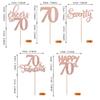 Rsstarxi 30 Pack Happy 70th Birthday Cupcake Toppers Rose Gold Glitter Seventy Cheers to 70 Years Old Birthday Cupcake Picks for 70th Birthday Anniversary Party Cake Decorations Supplies view 2