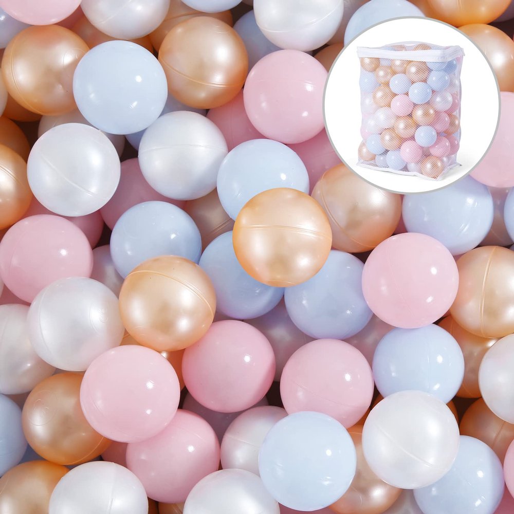 Heopeis Soft Plastic Ball Pit Balls, 100pcs Plastic Toy Balls for Kids, Gift for Baby Toddler Birthday Christmas, Ball Pool Play Tent, Baby Kiddie Pool Water Toys, Party Decoration