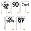 Rsstarxi 30 Pack Happy 90th Birthday Cupcake Toppers Black Glitter Ninty Cheers to 90 Years Old Cupcake Picks for Anniversary Party Cake Decorations view 2