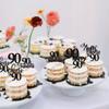 Rsstarxi 30 Pack Happy 90th Birthday Cupcake Toppers Black Glitter Ninty Cheers to 90 Years Old Cupcake Picks for Anniversary Party Cake Decorations view 4