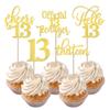 Rsstarxi 30 Pack 13th Birthday Cupcake Toppers Gold Glitter Hello 13 Cupcake Picks Official Teenager Cheers to 13 Years Old Cake Decorations for 13th Birthday Anniversary Party Supplies view 1