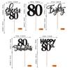 Rsstarxi 30 Pack Happy 80th Birthday Cupcake Toppers Black Glitter Eighty Cheers to 80 Years Old Cupcake Picks for Anniversary Party Cake Decorations view 2