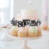 Rsstarxi 30 Pack Happy 80th Birthday Cupcake Toppers Black Glitter Eighty Cheers to 80 Years Old Cupcake Picks for Anniversary Party Cake Decorations view 3
