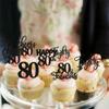 Rsstarxi 30 Pack Happy 80th Birthday Cupcake Toppers Black Glitter Eighty Cheers to 80 Years Old Cupcake Picks for Anniversary Party Cake Decorations view 4