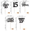 Rsstarxi 30 Pack 15th Birthday Cupcake Toppers Black Glitter Fifteen Cupcake Picks Cheers to 15 Years Old Mis Quince 15 Cake Decorations for 15th Birthday Anniversary Party view 2