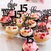 Rsstarxi 30 Pack 15th Birthday Cupcake Toppers Black Glitter Fifteen Cupcake Picks Cheers to 15 Years Old Mis Quince 15 Cake Decorations for 15th Birthday Anniversary Party view 3