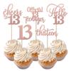 Rsstarxi 30 Pack 13th Birthday Cupcake Toppers Rose Gold Glitter Hello 13 Cupcake Picks Official Teenager Cheers to 13 Years Old Cake Decorations for 13th Birthday Anniversary Party Supplies view 1